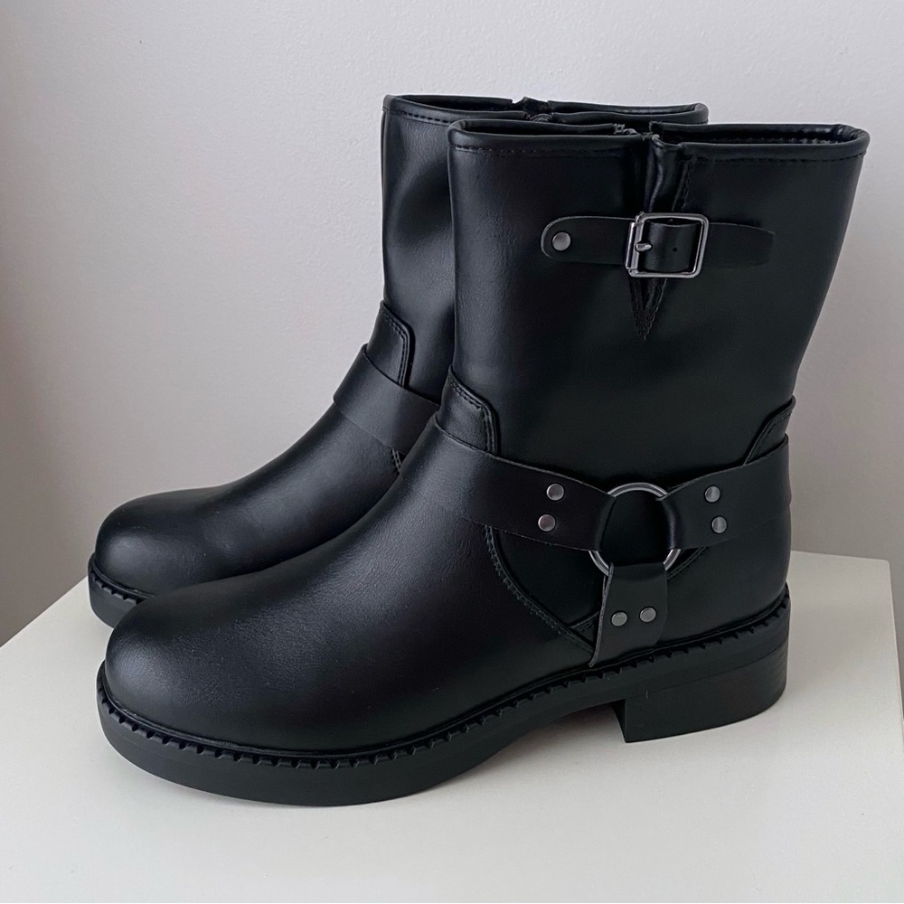 AE Vegan Leather Moto Boots
